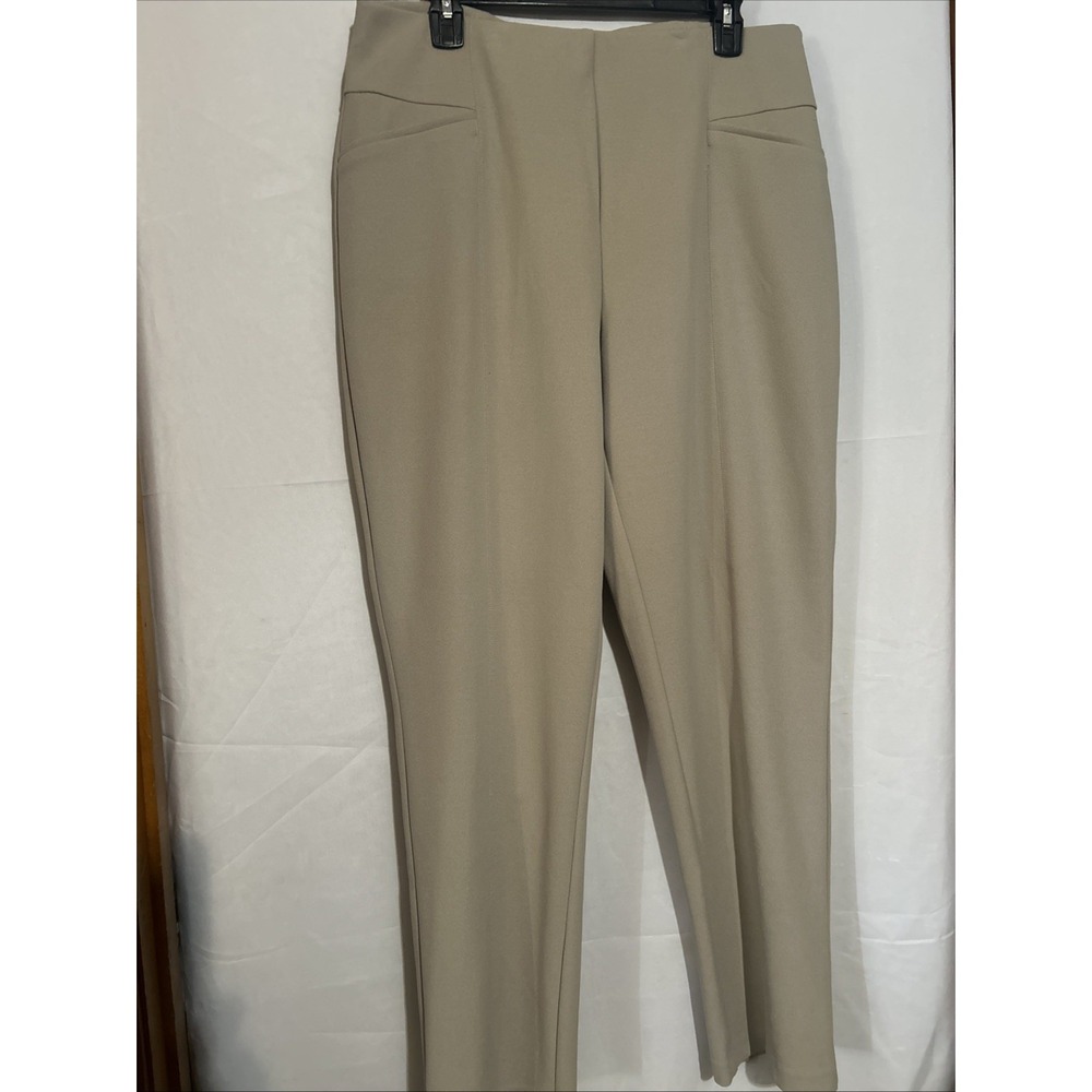 Cato Women's Khaki Flat Front Stretch Pants Size 14/16W